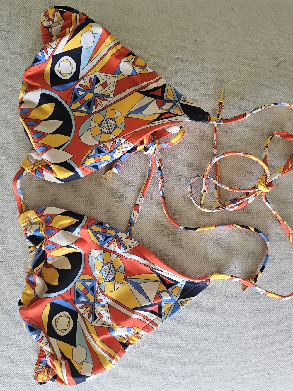 Tory Burch Colorful Patterned Triangle Bikini Tops - Multicolor & Teal - Picture 4 of 5